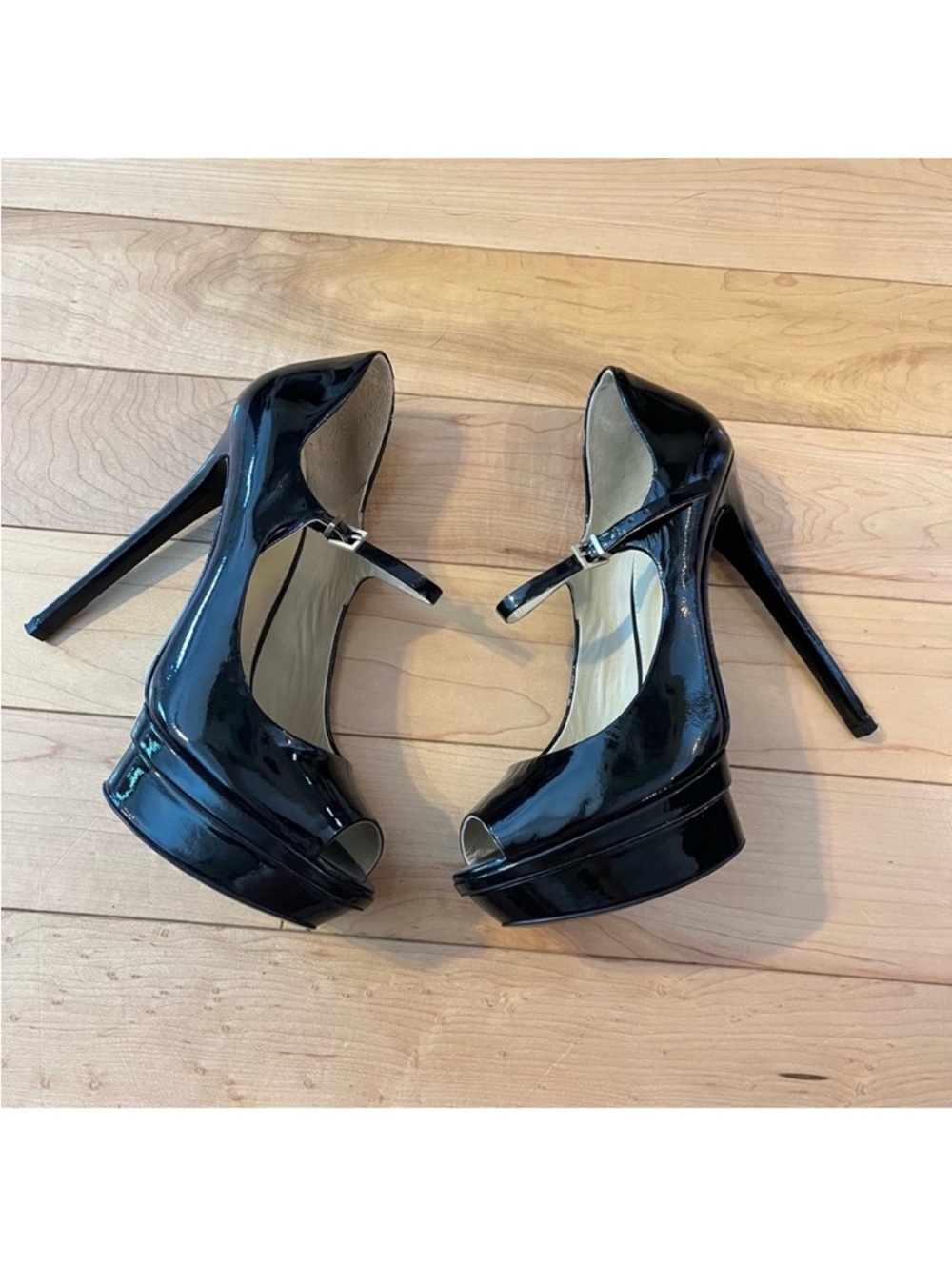 Brian Atwood Ferrand Sky High Stiletto Black Patent Leather Platform Heels 7 - Picture 2 of 11
